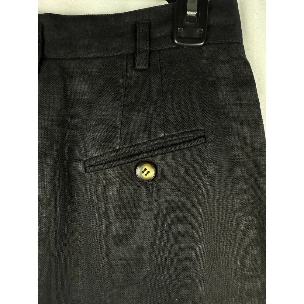 Liz Claiborne‎ Collection Vintage Linen Skirt Petite Black Career Pencil Size 12